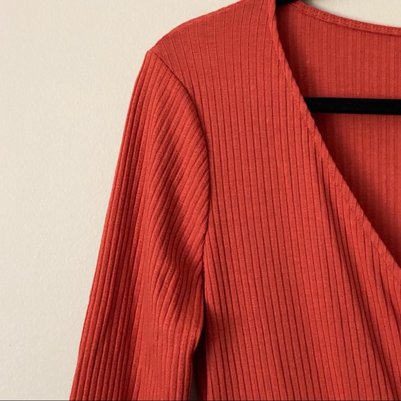 ModCloth orange faux-wrap ribknit dress - Picture 2 of 6